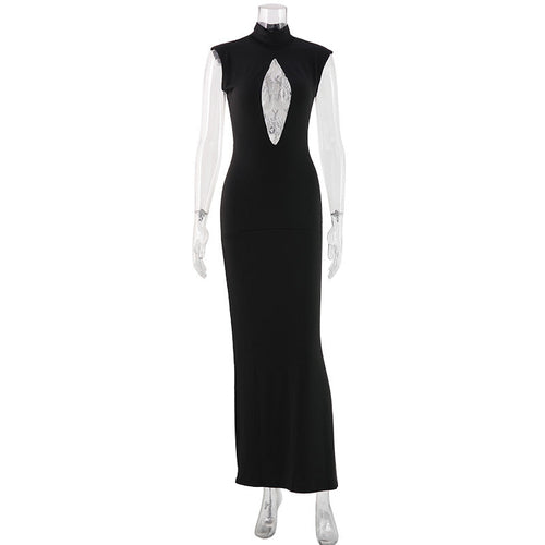 Women Clothing Black Fashionable Slim Fit Figure Flattering Stand