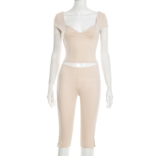 Women Clothing Spring Summer Sexy Tight Low Collar Backless Short